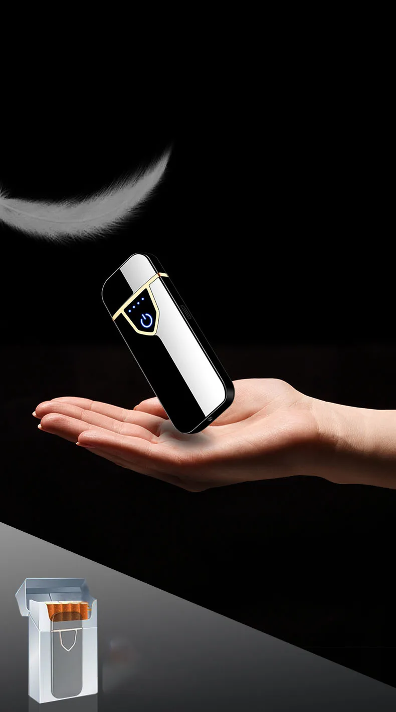 Вольфрамовая турбо USB Зажигалка плазменный сенсорный переключатель Зажигалка сигареты для курения сигарета Электронная зажигалка Бесплатный лазерный логотип