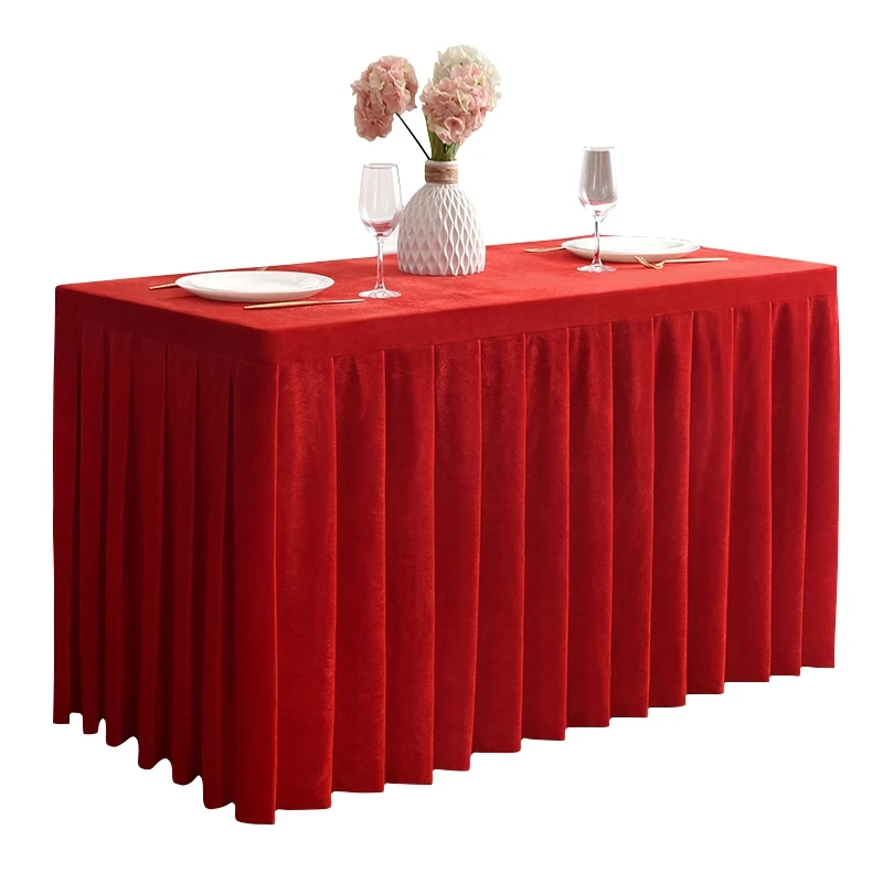 

Plain Color Velvet Conference Table Skirting Cover