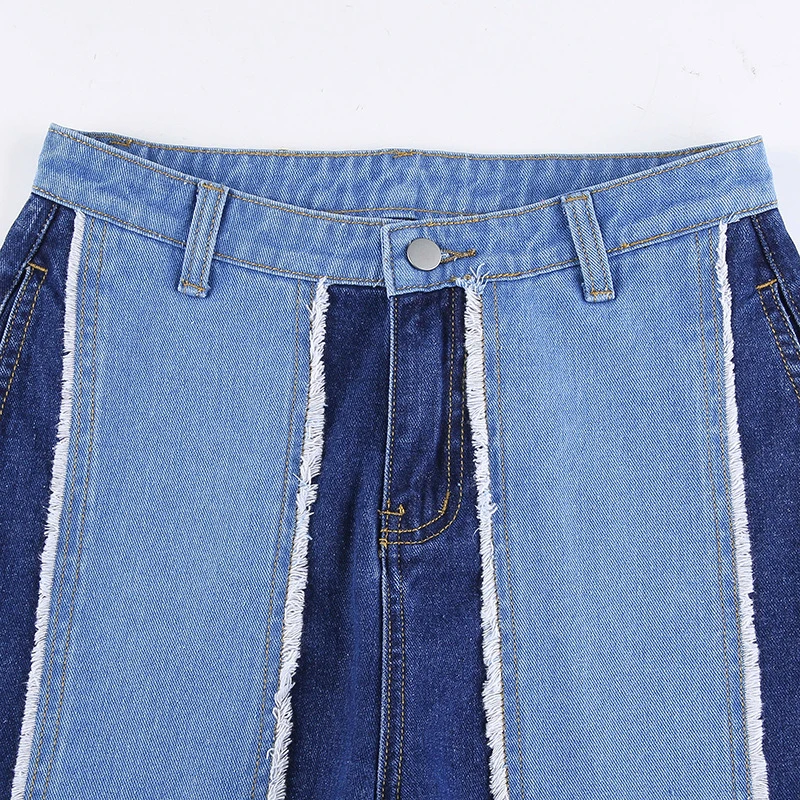 

Fashion Retro Patchwork Jeans Tassel Straight Denim Pants Women Vintage Y2k Wide Leg Pants Ladies High Waist Trousers Streetwear