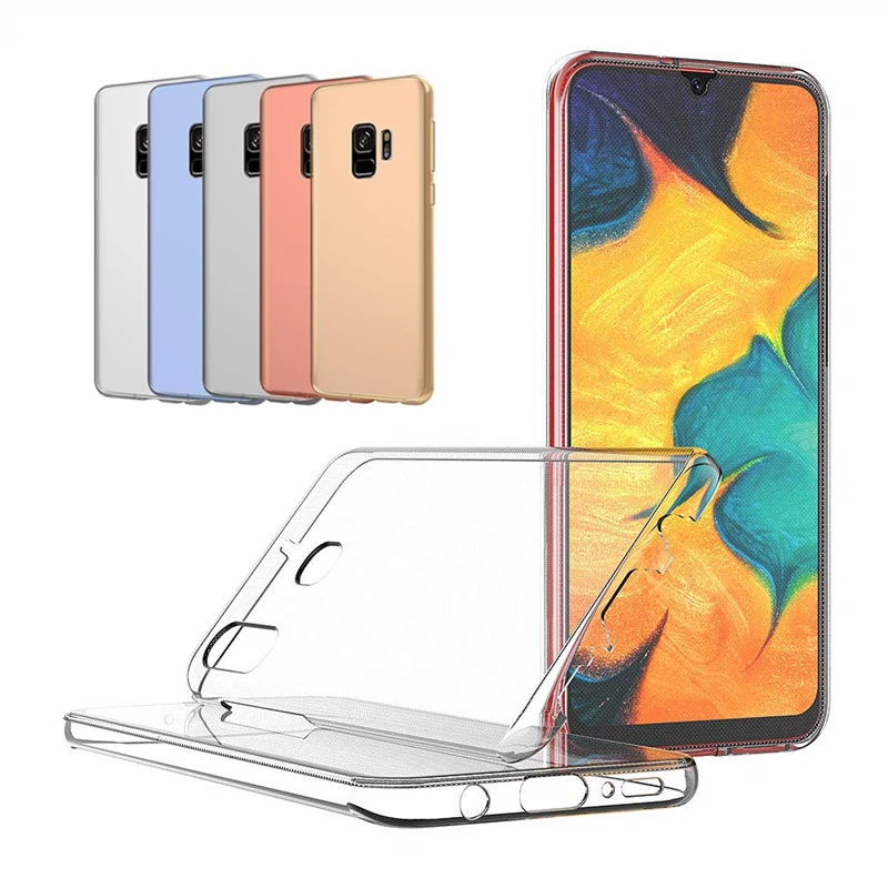 360 двойной силиконовый чехол для Samsung Galaxy A50 A30 A20 A10 A40 M10 M20 J4 J8 J6 A9 A8 A7 2018 S7 Edge S8 S9 S10 Lite