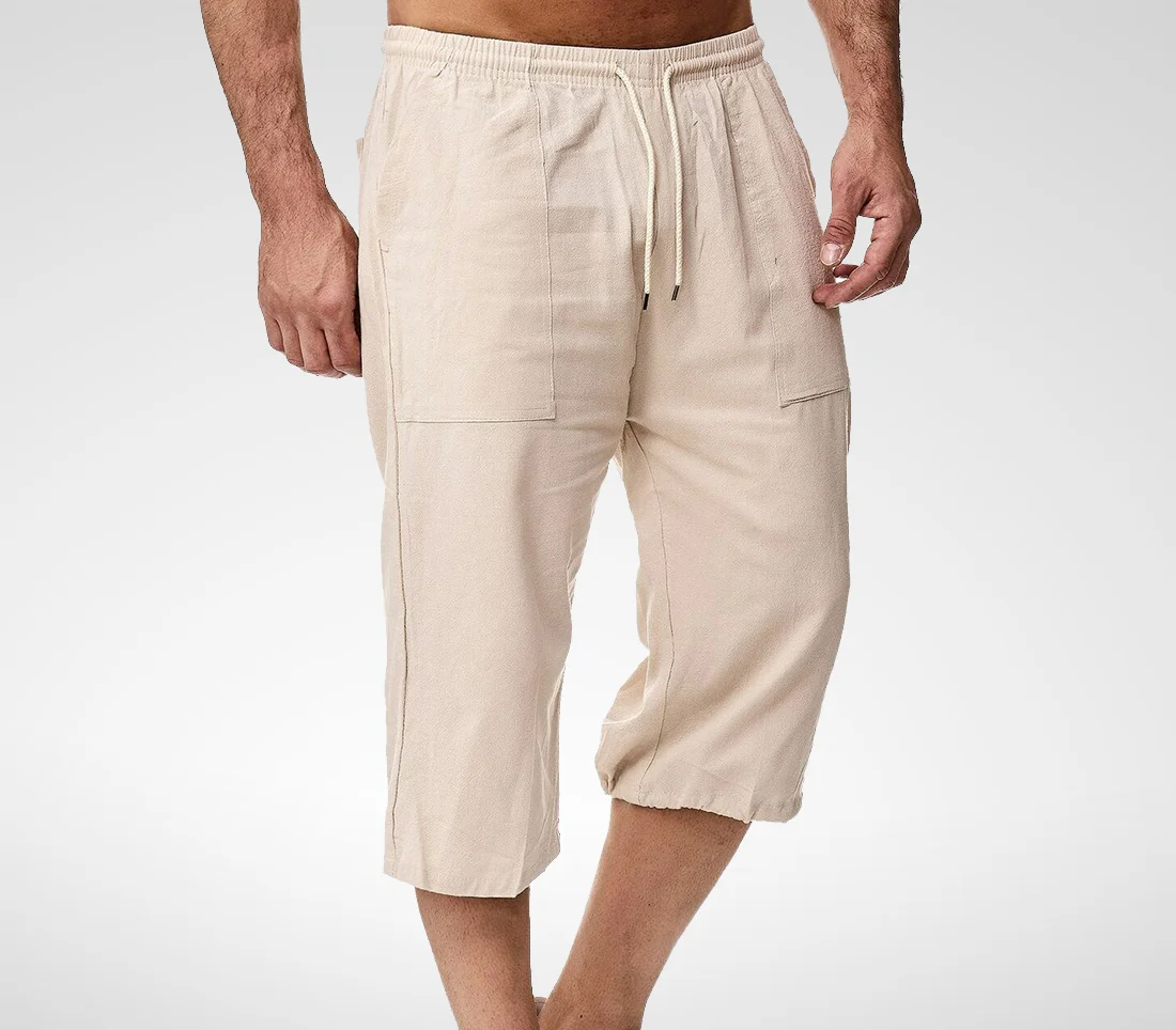 

Шорты мужские с завышенной талией, Хлопковые Бриджи до колен, длина 3/4, большие размеры 5xl