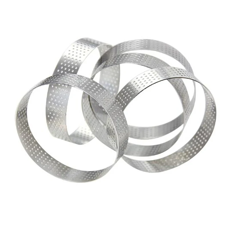 

Circular Stainless Steel Porous Tart Ring Bottom Tower Pie Cake Mould Baking ToolsHeat-Resistant Perforated Cake Mousse Ring, 8c