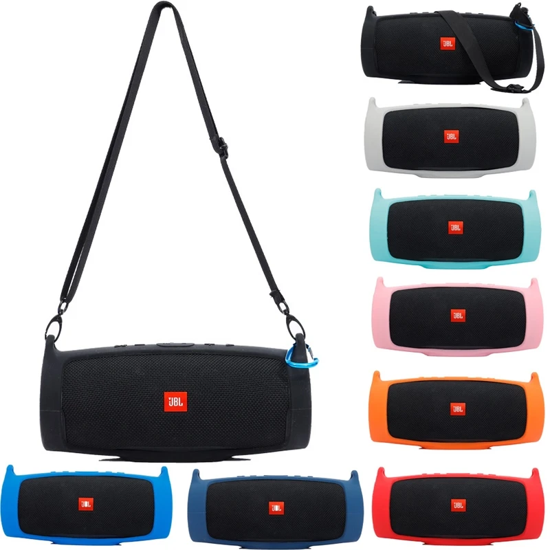 

Newest Outdoor Travel Silicone Case Cover Skin With Strap Carabiner for JBL Charge 4 Portable Wireless Bluetooth Speaker