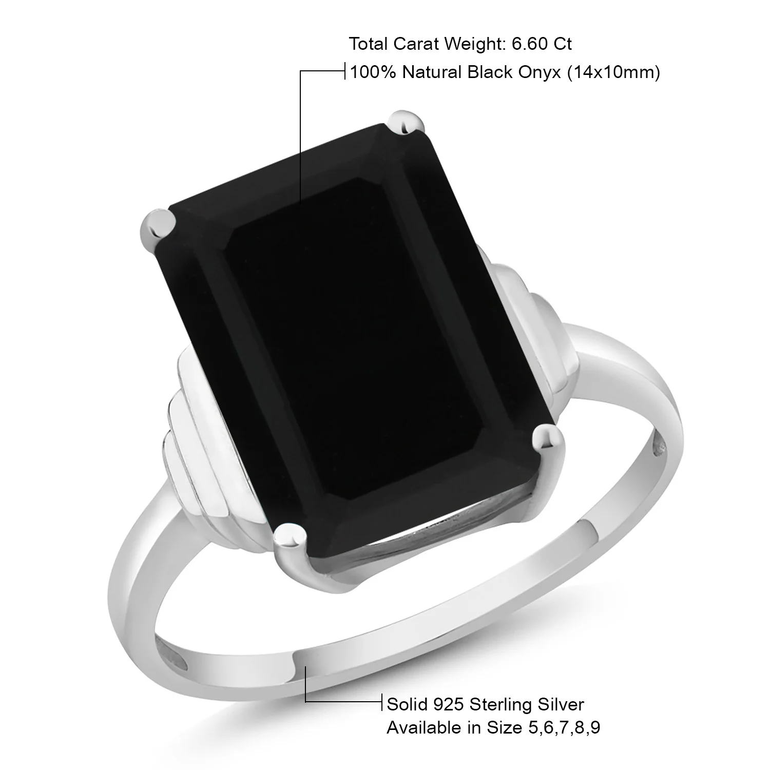 Цельное 925 пробы Серебряное большое кольцо с драгоценными камнями 5 00 карат