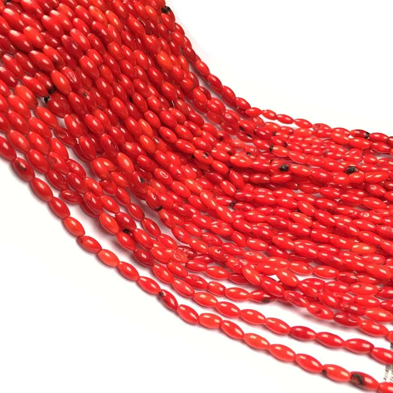 Овальное Коралл Beads Red 4x8mm модный очароватеьлный с коралловый камень коралл бусы