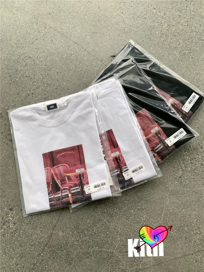 

2021 KITH Paris Cafe Tee Men Women High Quality Coffee House Graghic Print KITH T-shirt 1:1 Tag Label Tops Short Sleeve