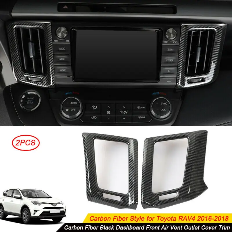 

2 шт. для Toyota RAV4 2013-2018 Стильная передняя крышка из углеродного волокна для вентиляционного отверстия, отделка, модификация автомобиля, автоз...