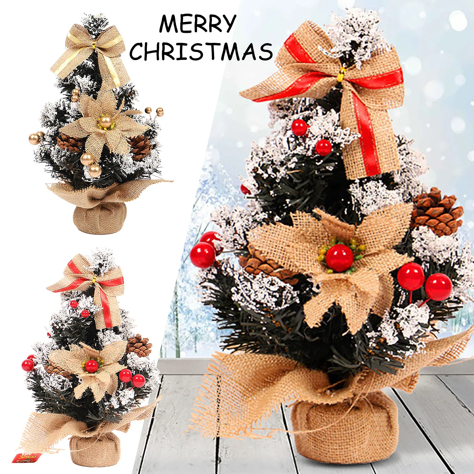 

Искусственная мини-елка, миниатюрная Рождественская елка с подвесными украшениями, рождественские украшения для дома