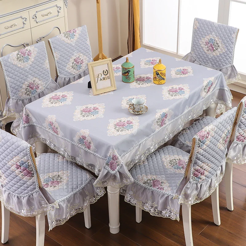 European non-slip dining table cloth round rectangle cover cushion 18 styles 1PCS tablecloth 6PCS chair bundle sale | Дом и сад