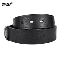 fajarina top quality cow genuine leather floral cowhide belt men fitting smooth pin styles 3 8cm belts without buckle n17fj1130