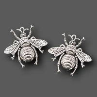 6pcs silver plated large hornet pendants retro earrings necklace metal accessories diy charms jewelry crafts making 4037mm a77