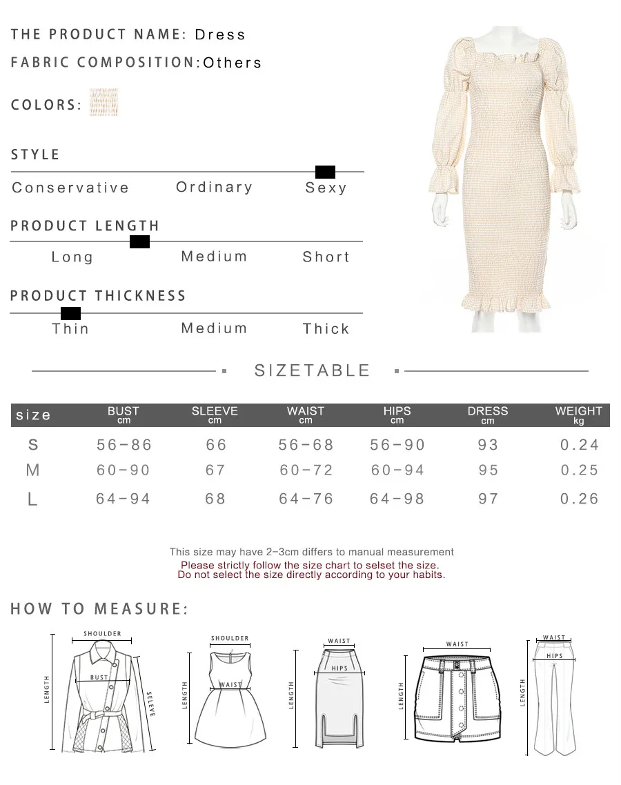 

HIGAREDA Women Fashion Dress Full Sleeve Square Neck Ruffles Elastic Femme Pencil Dress Home Streetwear Casual Summer New
