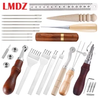 lmdz leather sewing kit stitching groover leather triangle needle awl leather hole punches metal ruler for hand diy craft sewing