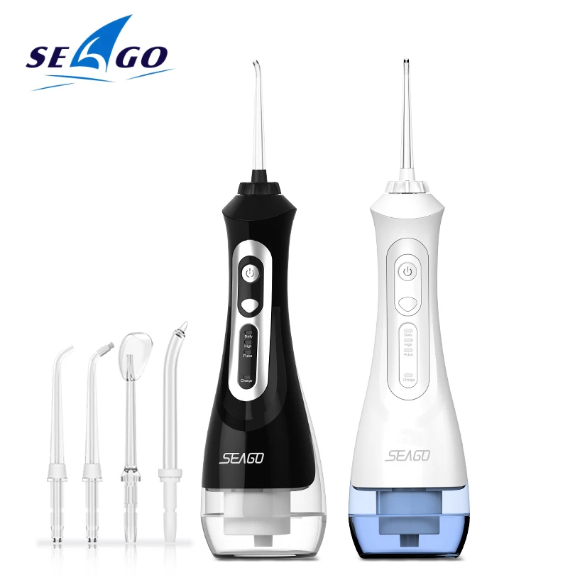

SEAGO Portable Oral Irrigator Water Thread for Teeth Rechargeable Dental Flosser Cordless Dental Teeth Cleaner Water Pick 5 Tips
