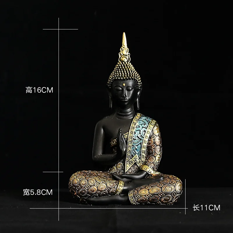 

Middle size Thai Buddha Meditating Peace Harmony Statue Asian-Themed Sitting Buddha Sculpture Textured Bronze Finish Resin Craft