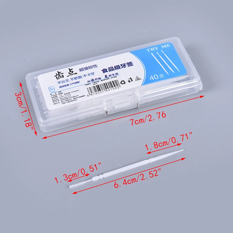 

40Pcs/box Pick interdental Brush Double-head Brushed For Teeth Cleaning Toothpick Oral Care Tool 6.4 Cm Dental Floss