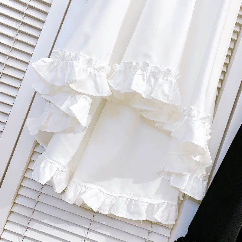 

Elegant Pearl Buckle Knitted Stitching Dress 2021 Summer New Fashion Lace Princess Sleeves Dress Slim Black Dress for Women