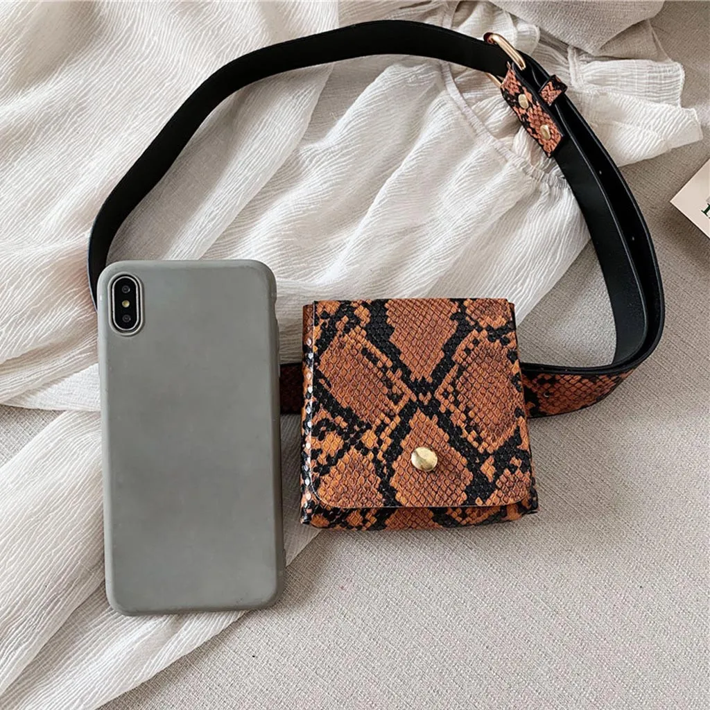 Women Waist Bag Fanny Pack snake Printed Outdoor Sports Belt bag mini coin Purse Pouch Hasp Messenger Bag Chest Bags heuptas new