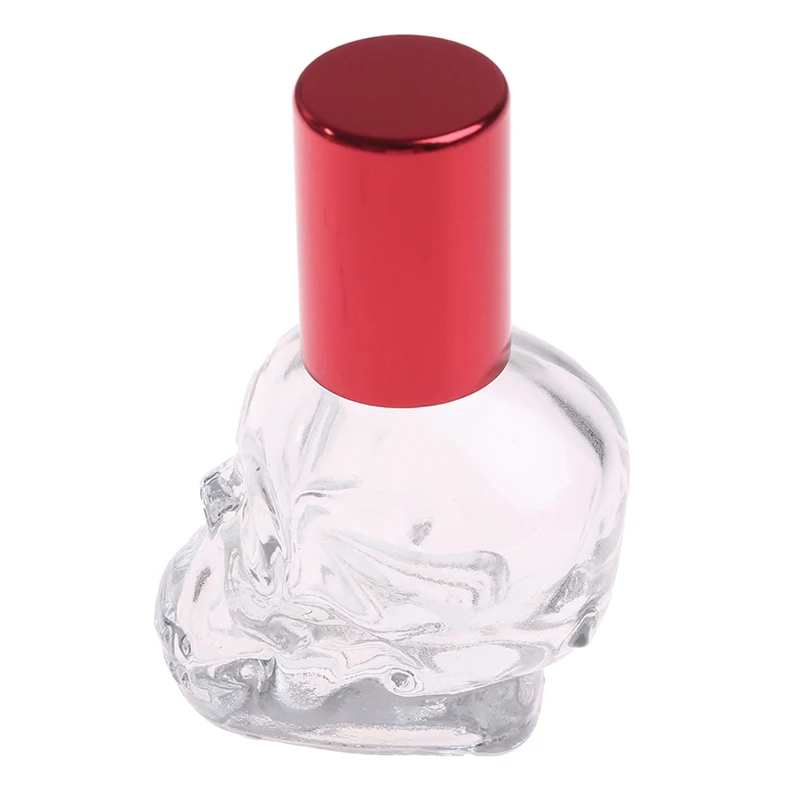 

1pcs Skull Shape Mini 8 ML Small Glass Roll On Refillable Perfume Bottle Glass Bottle Deodorant Containers with color lid