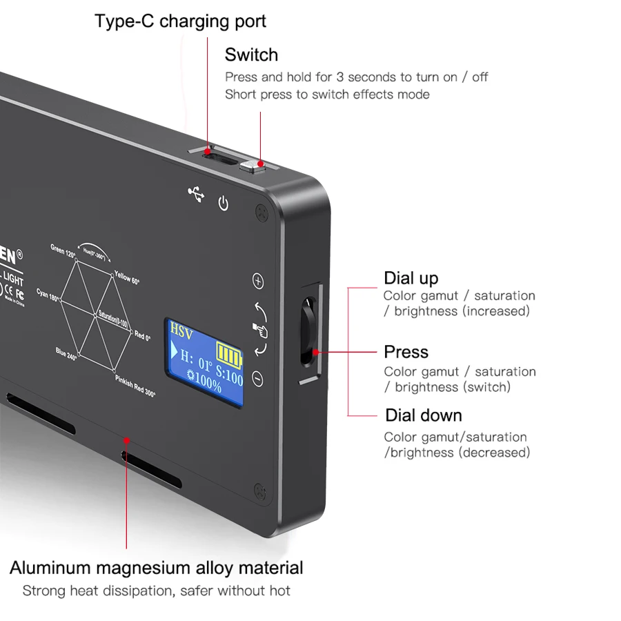 MAMEN 72 мини светодиодный видео светильник RGB 1000k 9000k на камеру телефона DSLR съемки
