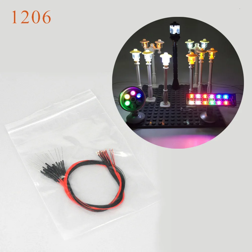 Металлическая проволока 20 шт. 1206 SMD модель поезда HO N OO шкала предварительно припаянная micro litz проводной светодиодный провод с резистором 1,5 K