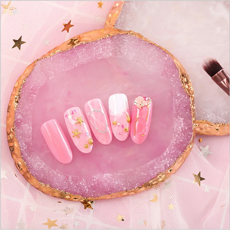 Imitation Agate Crystal Resin Nail Color Paint Palette Holder Drawing Art for Mixing Display |
