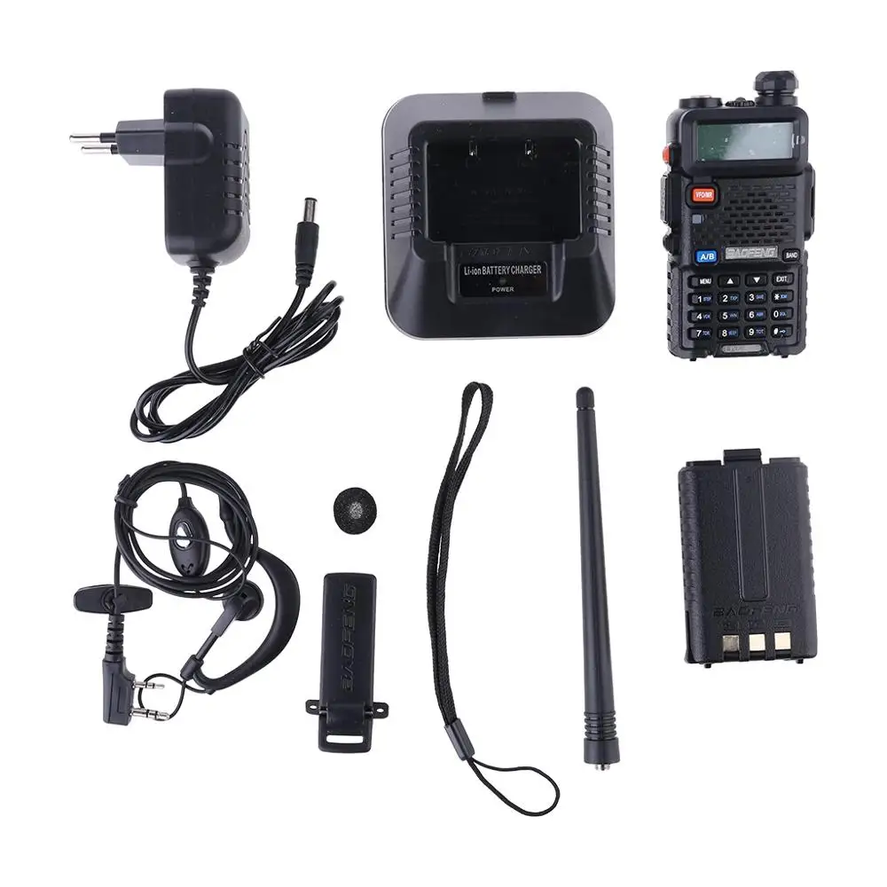 Уличная UV-5R портативная рация профессиональная CB радиостанция Baofeng UV5R трансивер 5 Вт VHF UHF портативная UV 5R охотничья радиостанция - Цвет: Черный