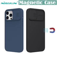 For iPhone 13 12 Pro Max Case NILLKIN Silky Magnetic Case For iPhone 13 12 Pro Slide Camera Soft Silicone Cover For iPhone13 12