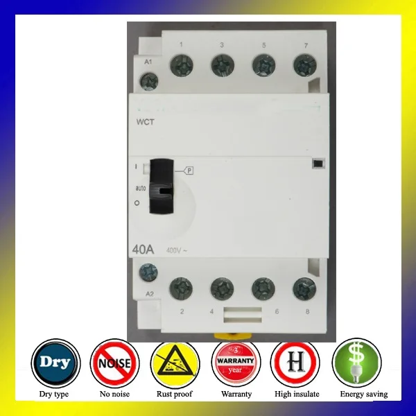 

Модульная электронная Домашняя мини-лампа WCT 40A 4P 4NO 220V с ручным управлением, din-рейка