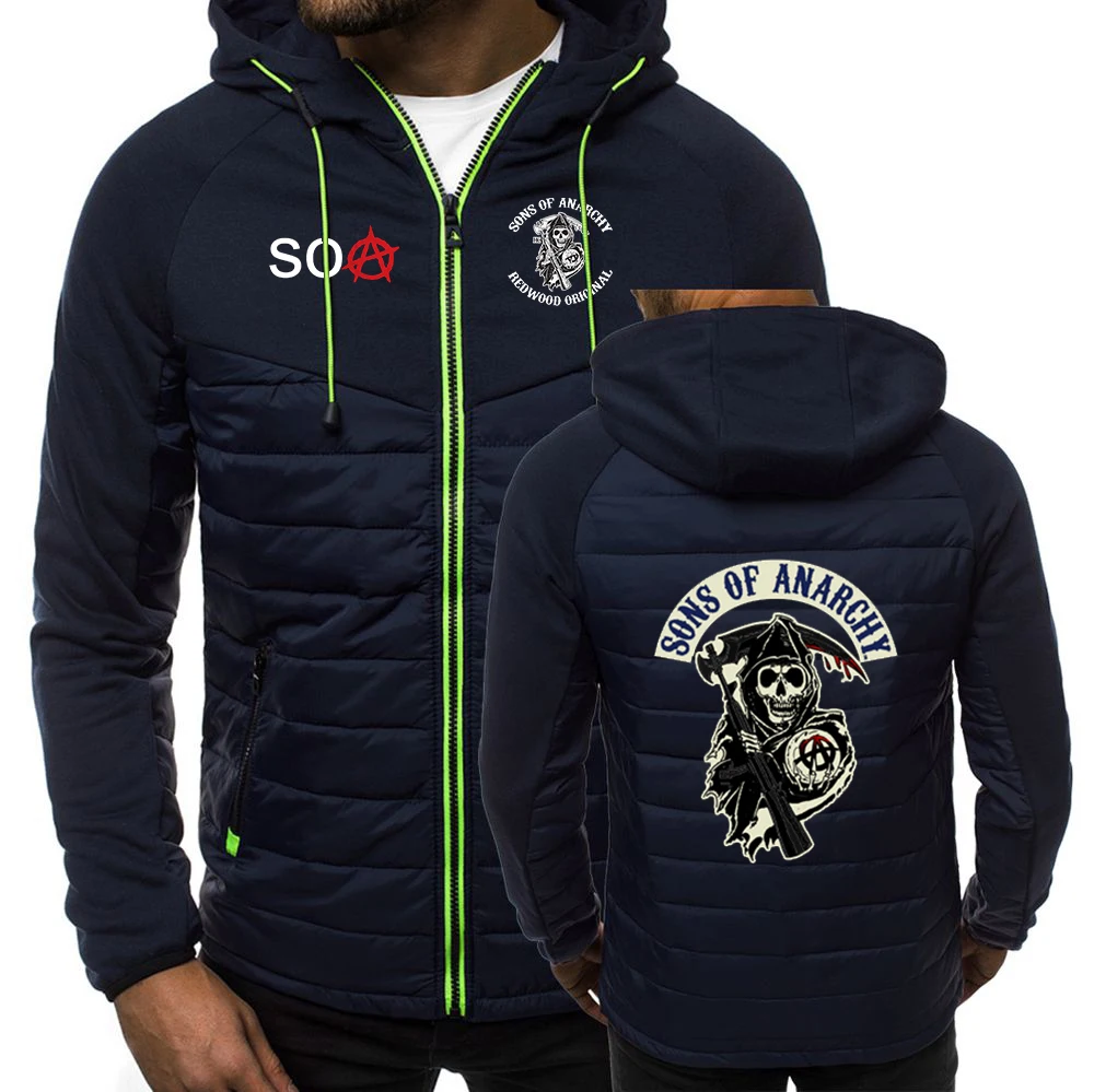 

Мужская зимняя куртка с капюшоном и длинным рукавом, с принтом