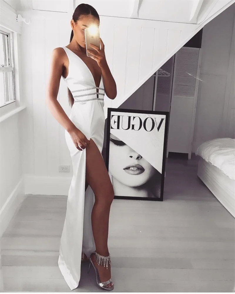 Slaygirl, женские Сатиновые платья, с длинным разрезом,, летнее сексуальное платье, Клубные, вечерние, элегантные, тонкие, на бретельках, макси платье, Vestidos