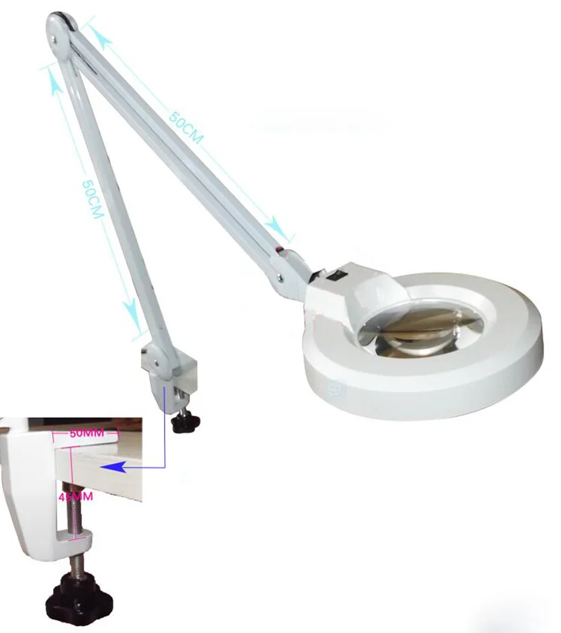 Большая Лупа с зажимом 220 В 10X лупа зеленым оптическим стеклом складная подставка