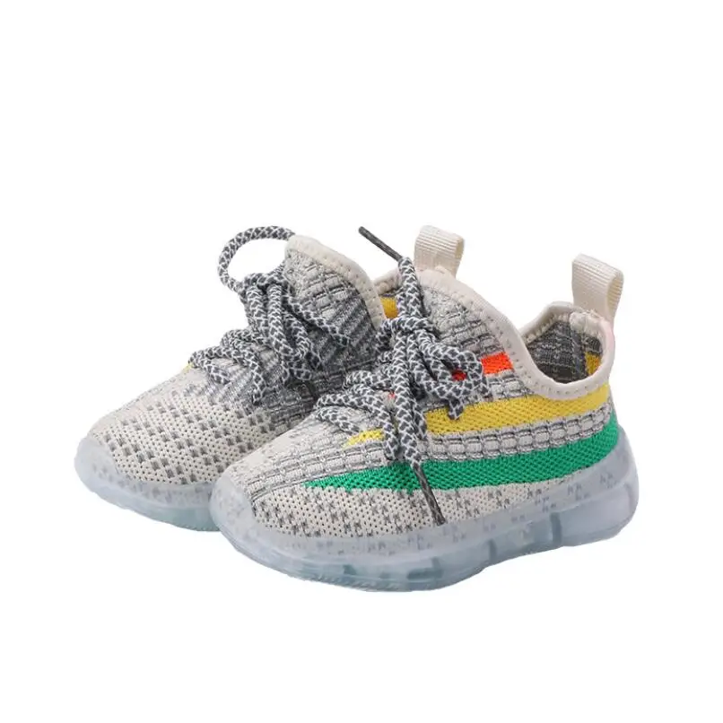 

Child Sport Shoes Spring Luminous Fashion Breathable Kids Boys Net Shoes Girls Anti-Slippery Sneakers With Light Running Shoes