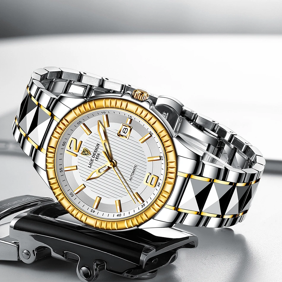 Часы наручные LIGE Мужские автоматические деловые механические Спортивные модные