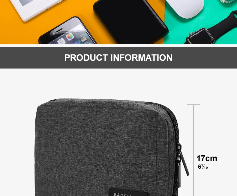 BAGSMART водонепроницаемый дорожный провод сумка электронные аксессуары сумка для iPhone наушники кабель для передачи данных SD карта USB
