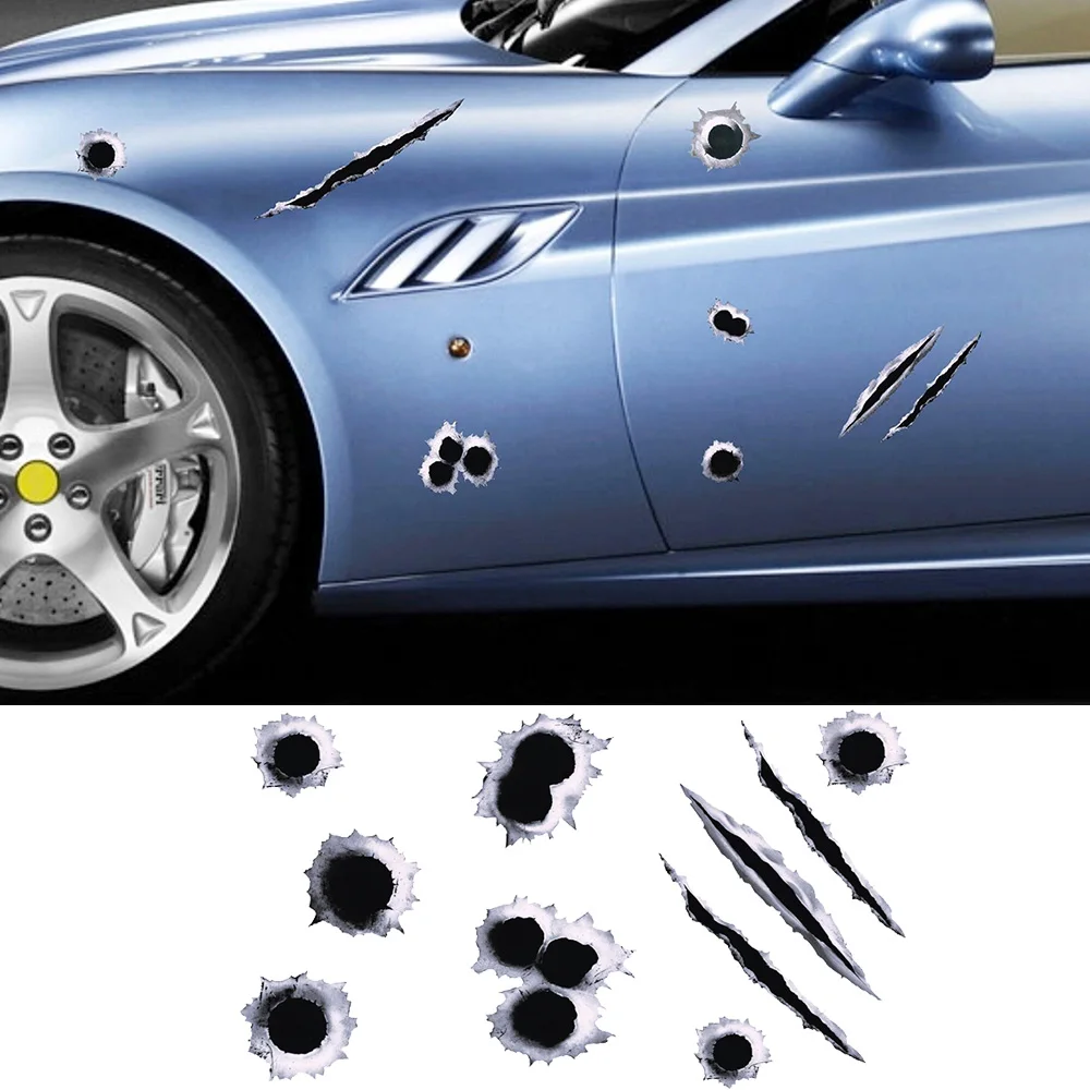 Забавная виниловая 3d-наклейка с имитацией пулевого отверстия водонепроницаемая