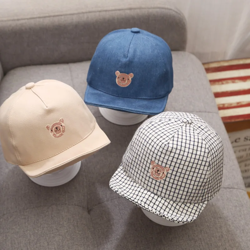 

Newest Summer Newborn Baby Girl Boy Sun Hat Cotton Beret Hat Cartoon Striped Bear Snapback Baseball Cap Baby Hats Bucket Caps