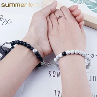 trendy adjustable magnetic couples bracelets mutual attraction beads matching bracelets matte agate bracelets for lovers jewelry