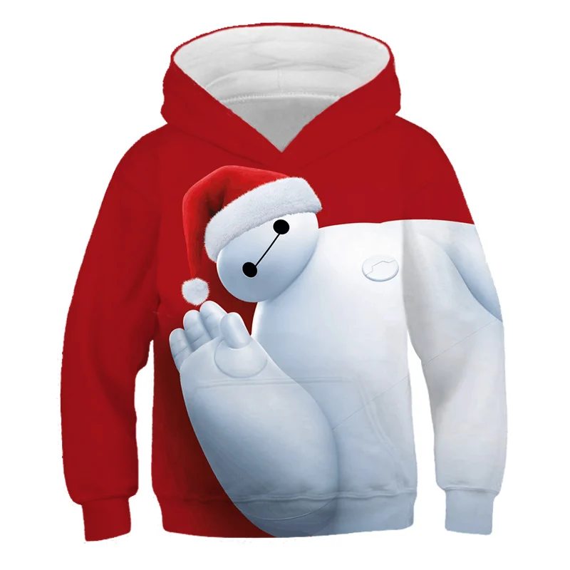 

2021 Kids 3D Hoodie Big Hero 6 Baymax Sweatshirt Long Sleeve Children Cartoon Clothes for Boys Girls Cool Cute Tops 4-14 Years
