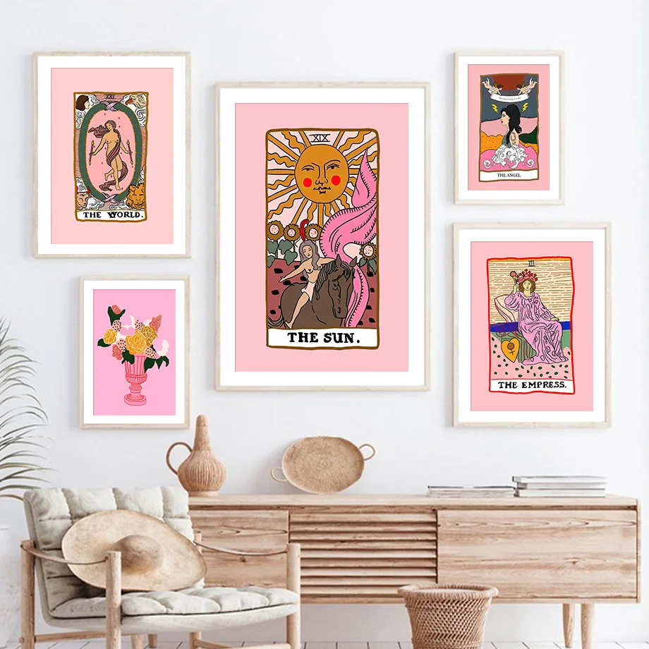 

Tarot Sun Empress Angel Priestess Luna Wall Art Canvas Painting Nordic Posters And Prints Wall Pictures For Living Room Decor