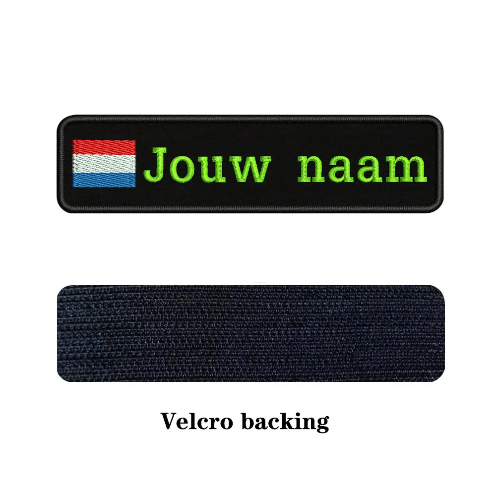 light green-Velcro Заказная вышивка, голландское имя флага или заплатка с текстом 10 см* 2,5 см значок, железная или липучка Подложка для одежды, штанов, рюкзаков, шапок - Цвет: light green-Velcro