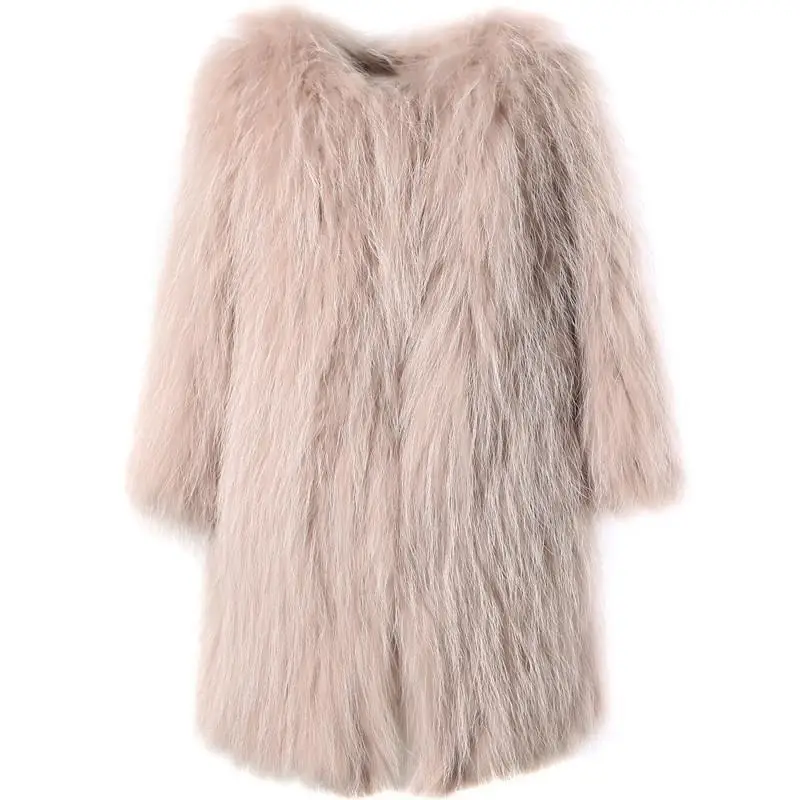 

Autumn and winter new imitation raccoon dog fur woven fur coat women's middle long fur fashion fur coat women