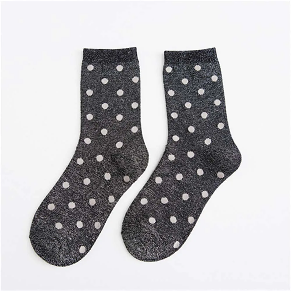 Блестящие женские носки в ретро-стиле горошек высококачественные хлопковые