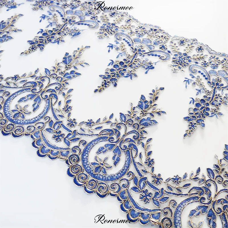 Изящное изысканное синее кружевное платье 1Yd с золотой нитью и вышивкой бедра