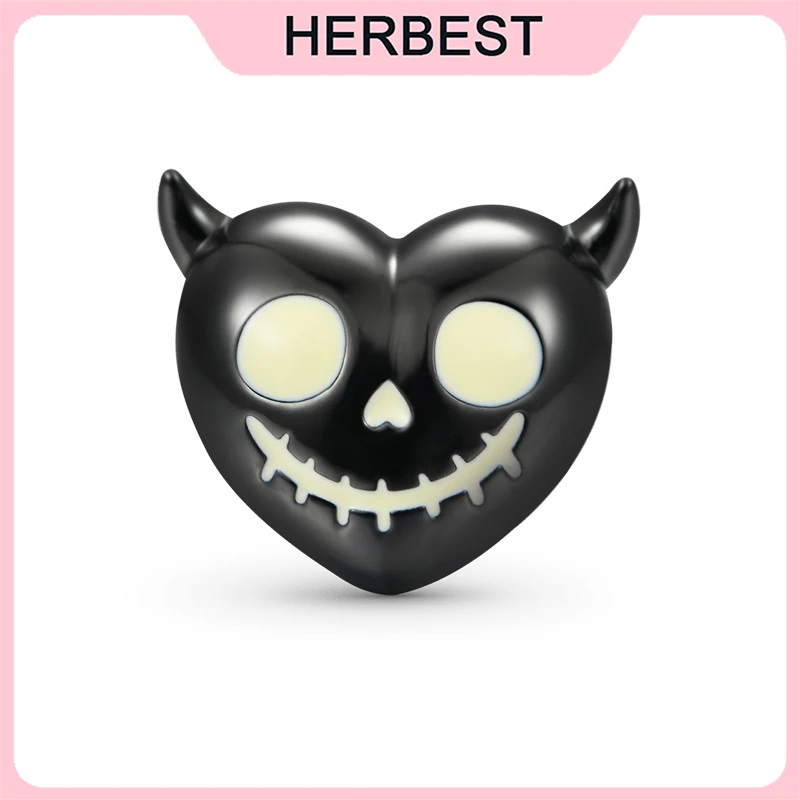 

Бусина-шарм Женская из серебра 925 пробы с изображением дьявола, сердца, черепа