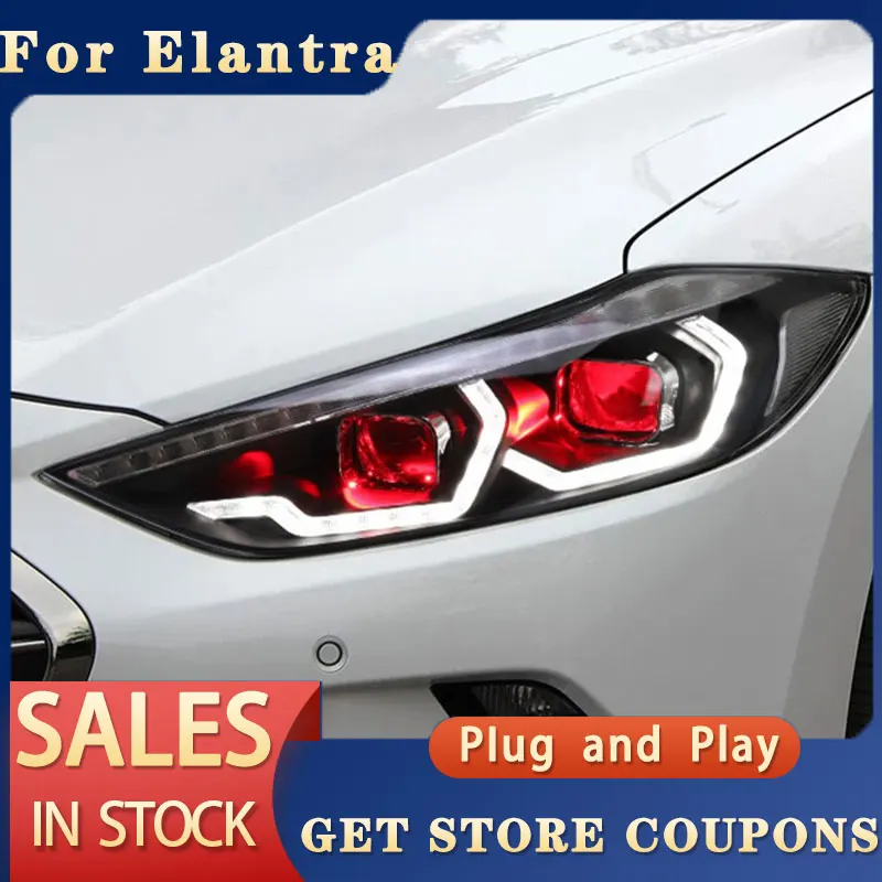 Фото Фасветильник головного света для Hyundai Elantra s 2016-2020, новые фары головного света Elantra, брендовые ДХО орлиный глаз Hid Биксеноновые автомобильные аксессуары №2