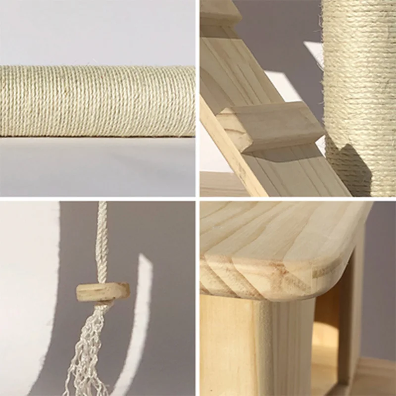 Домик для кошек из массива дерева гамак с когтеточкой забавная игрушка ползания