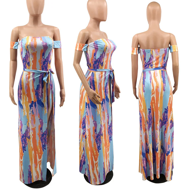 2020 Women Summer Bikini Set Sexy Beach Bohe Striped Print Long Sleeve Cloak +Swimsuits Two Piece Sets GL8374 |