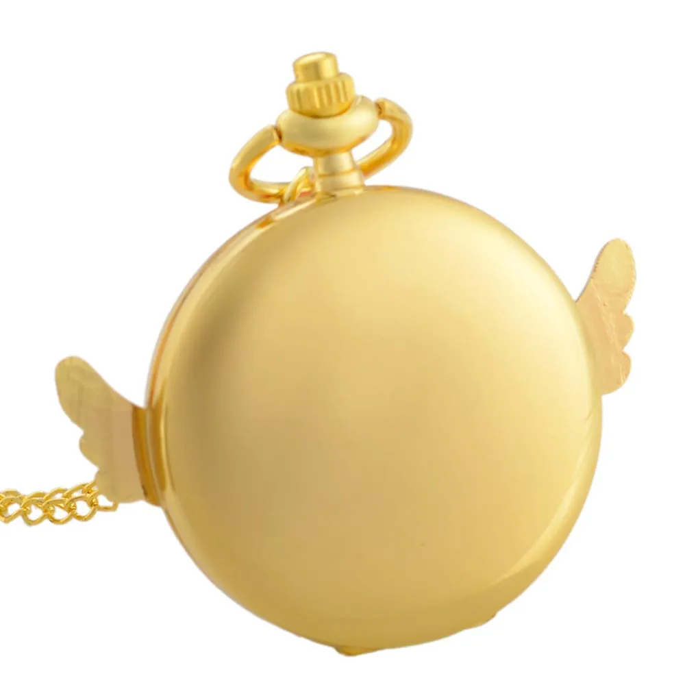 Золотые карманные часы кварцевые аналоговые с цепочкой ожерельем подарки для