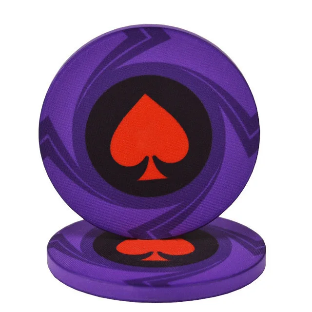 purple 25 шт./компл. казино с сердцем персикового цвета Техасский Холдем, кремового Джек Керамика фишки для покера Зажигалка монеты комплекты высококлассные набор покер адаптируемые под требования заказчика - Цвет: purple